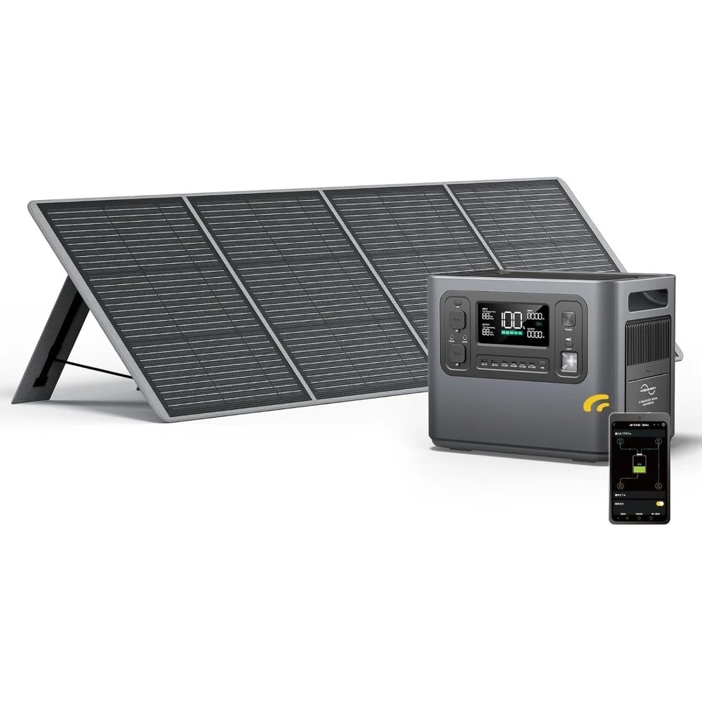 

Solar Generator with Panel 2400W Portable Power Station 2048Wh with 1pcs Foldable Panel 200W (New-ETFE),Power