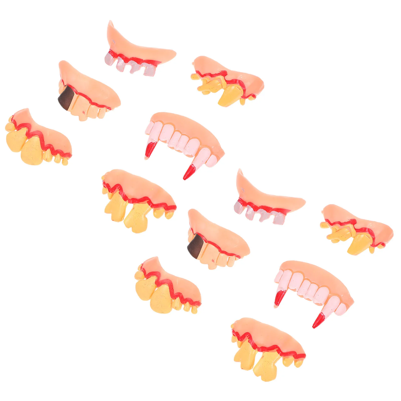 12 قطعة من إكسسوارات أطقم الأسنان للهالوين، أزياء ناعمة مزيفة على شكل أنياب مطاطية