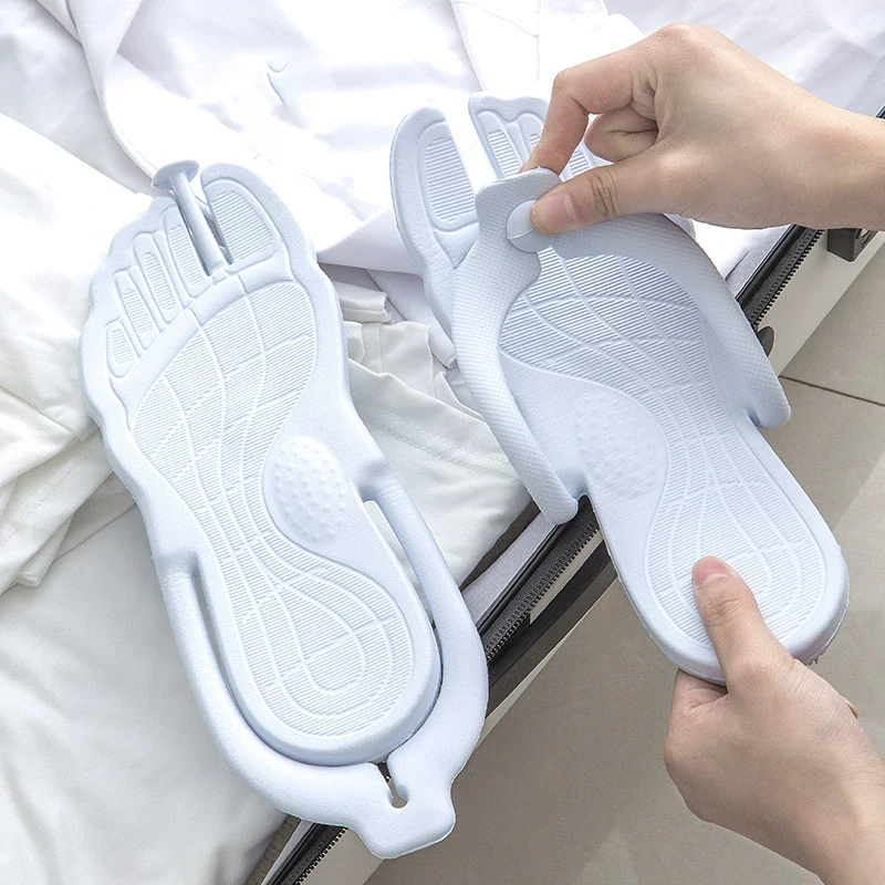 1Pairs Ladies Travel Bath Slippers Portable Flip Flops Beach Swim Summer Couple Shower Waterproof Folding Sandals Hotel Slides