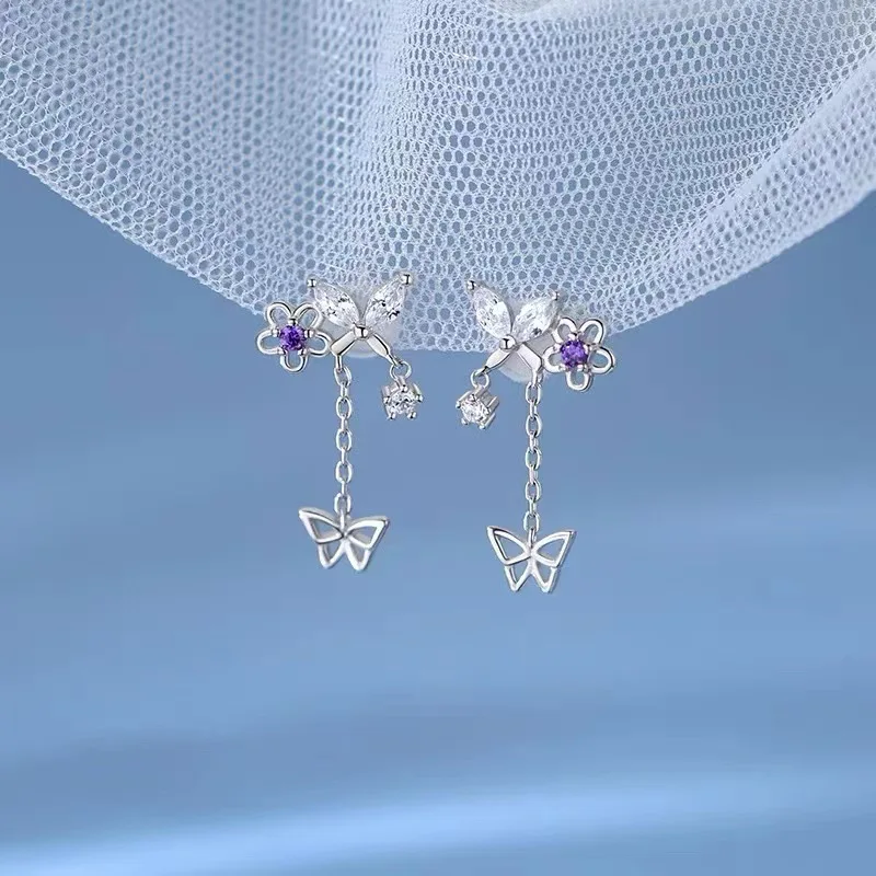 Fashion Water Drop Hanging Earrings For Women Silver Plate Crystal Stud Earrings Simple Party Wedding Ear Piercing Jewelry Gifts