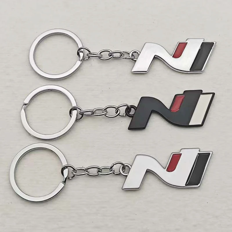 Chaveiro de metal 3d, logotipo de luxo, emblema n, chaveiro de carro para hyundai i30 i40 i20 ix35 coupe tigson sonata elantra kona, acessórios