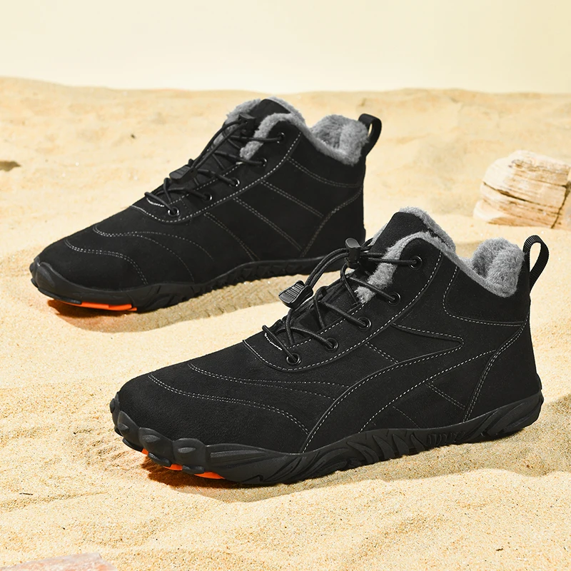 

2024 New Winter Boots for Men Snow BareFoot Women Outdoor Non-slip Warm Fur Casual Sneakers Plus Size Ankle Boots Hiking Shoes