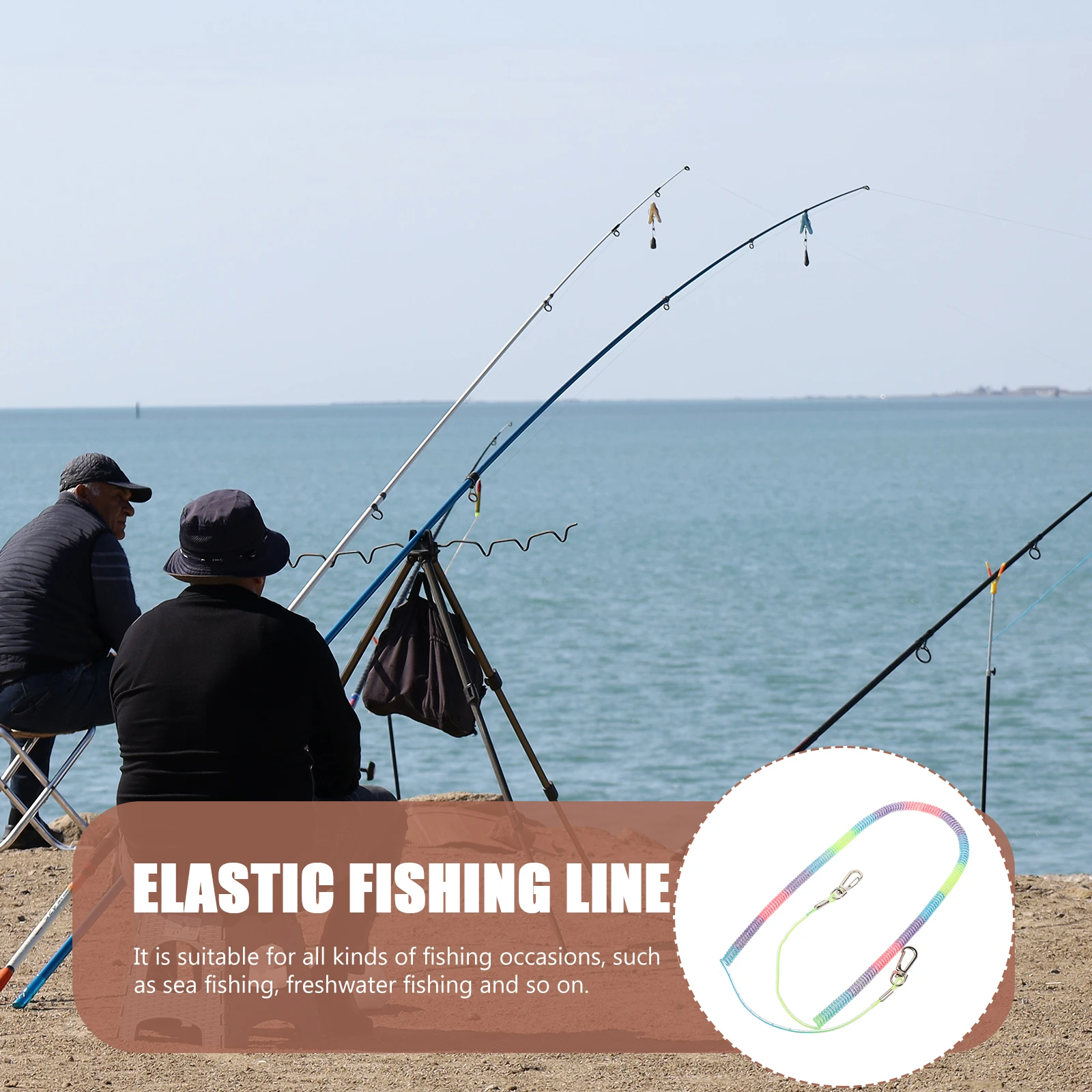 

5M Fishing Lanyard Elastic Angling Pole Rope High Elasticity Stainless Steel Wear Resistant Portable Protective for Sea