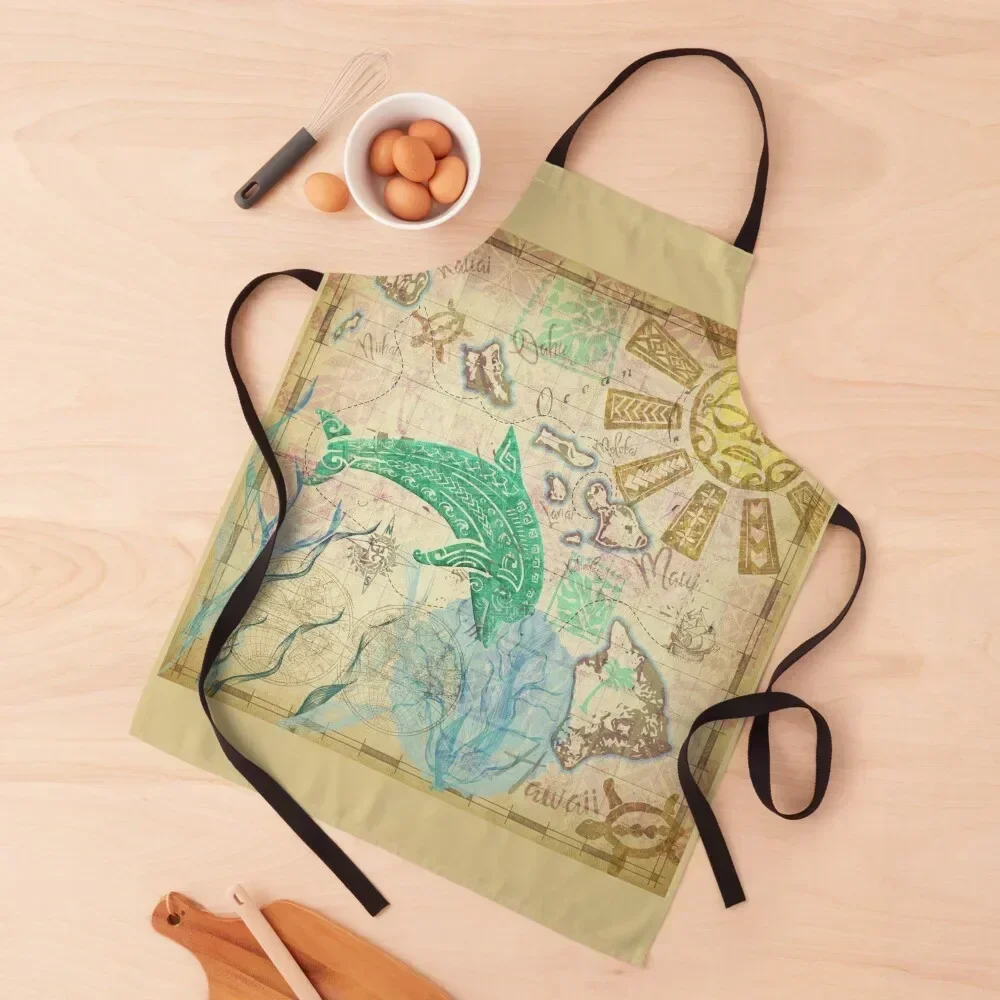 

Vintage Hawaiian Map Apron Kitchen Things manicurist Kitchen Women's Home Clothes Apron