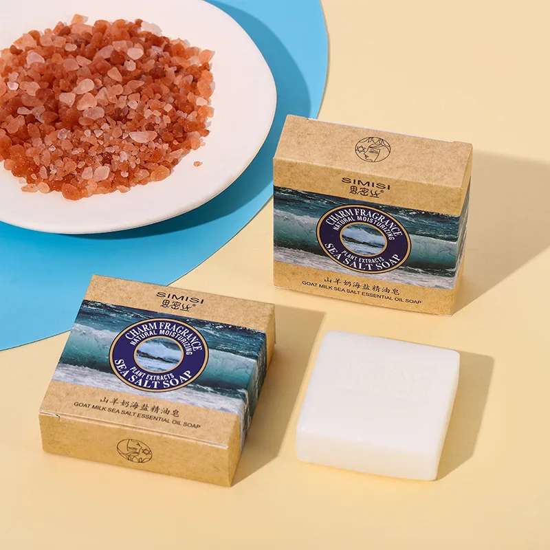 นมแพะสบู่นมแพะสบู่เกลือทะเล Acarid Sea Salt Soap Care ซักผ้า Bath สบู่ถนอมผิวผลิตภัณฑ์ฟรี freight