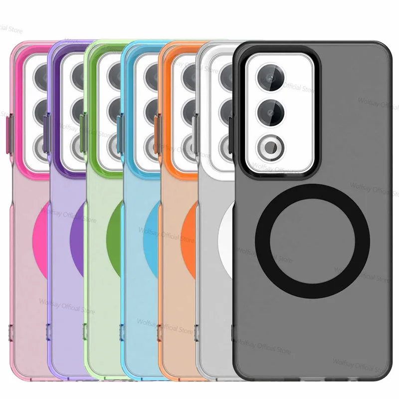 Para OPPO A80 5G Funda Magsafe Funda de carga inalámbrica OPPO A80 5G Funda a prueba de golpes mate TPU parachoques de teléfono para OPPO A80 5G