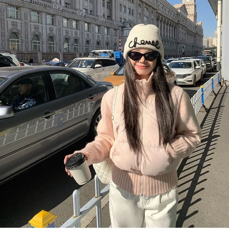 

Women's Autumn Winter Tops Jackets Knitwear Patchwork Elegance Designer Cropped Warm New Minimalist Comfortable Casual Niche Fit