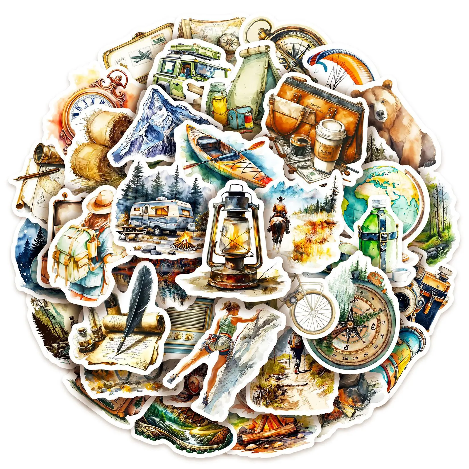10/50 قطعة ملصقات الكرتون السفر التخييم في الهواء الطلق الكتابة على الجدران مضحك الأنشطة في الهواء الطلق DIY بها بنفسك الاطفال اللعب المحمول الغيتار سيارة الدراجة الشارات