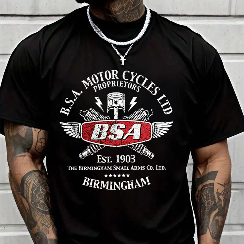 

Vintage Ly Licensed BSA Motorcycles 1903 T-Shirt For Riders Men's And Women's Fashion Casual High Quality O-Neck Tshirt Tee 2026