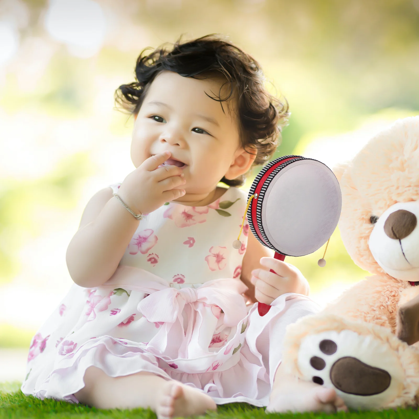 Instrumento de tambor ondulado para crianças, sino de mão, brinquedo musical, exercício de força da mão, percussão educacional precoce, chocalho-tambor