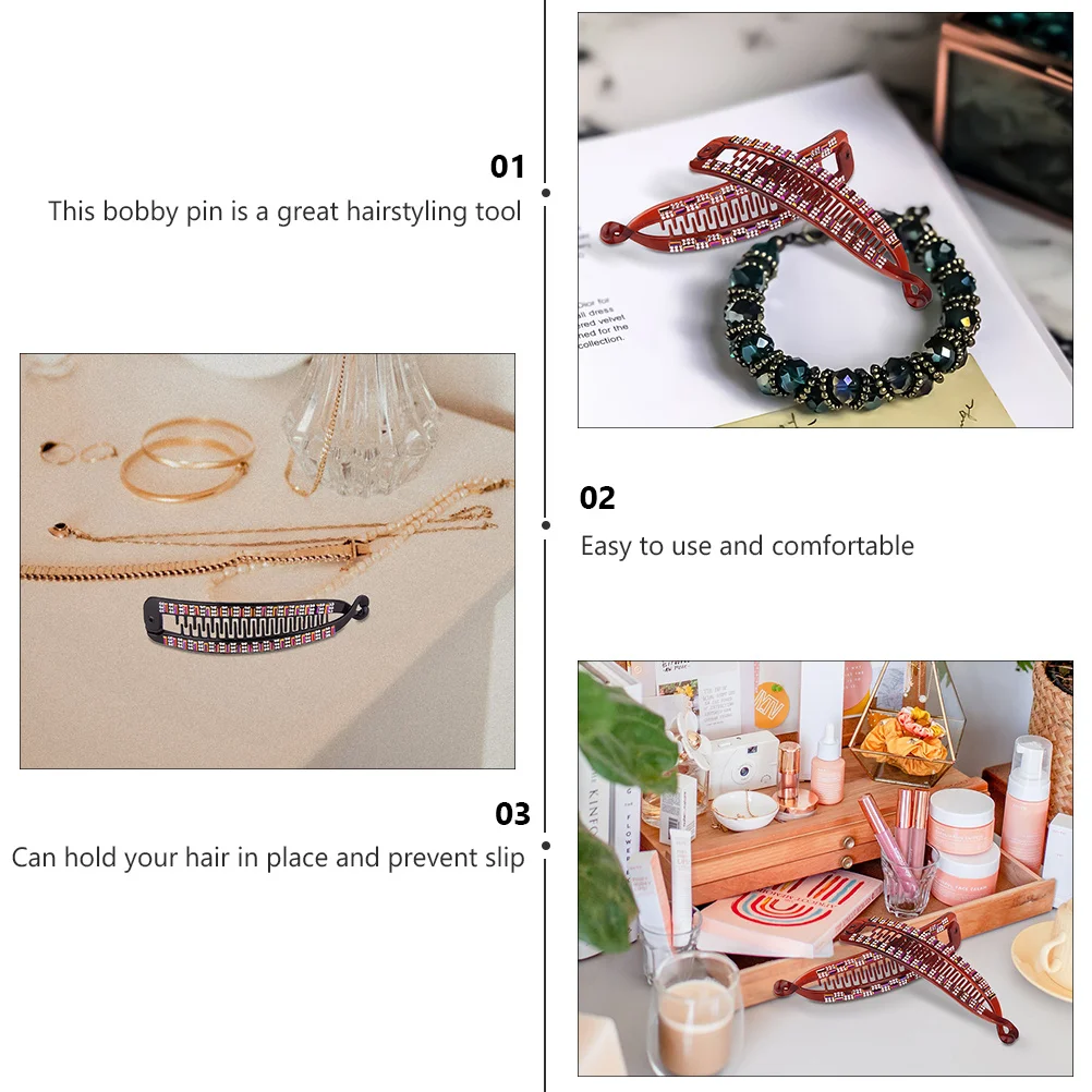 

6pcs Fish Shape Hair Clips Rhinestone Inlaid Ponytail Holder For Women Non-Slip Hairpin Fashion Hair Accessories