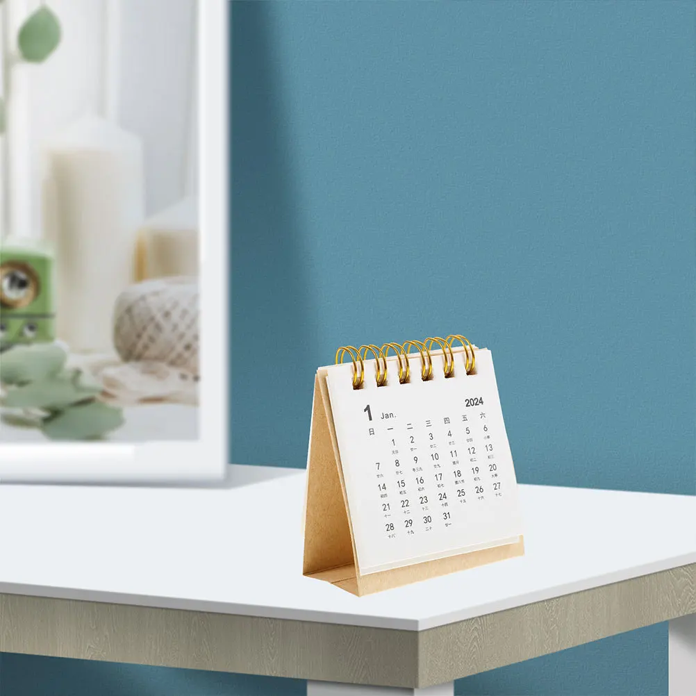 

3Pcs Small Desk Calendar 2024 Mini Flip Calendar for Desktop Tabletop Use Efficient Monthly Planner for Office Workers Students