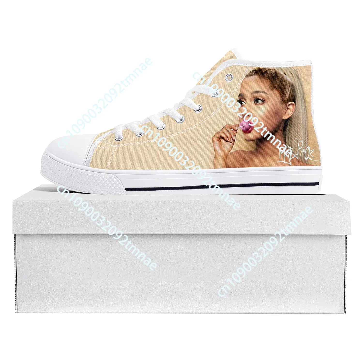 

Ariana Grande Singer Cat Pop High Top High Quality Sneakers Mens Womens Teenager Canvas Sneaker Casual Couple Shoes Custom Shoe