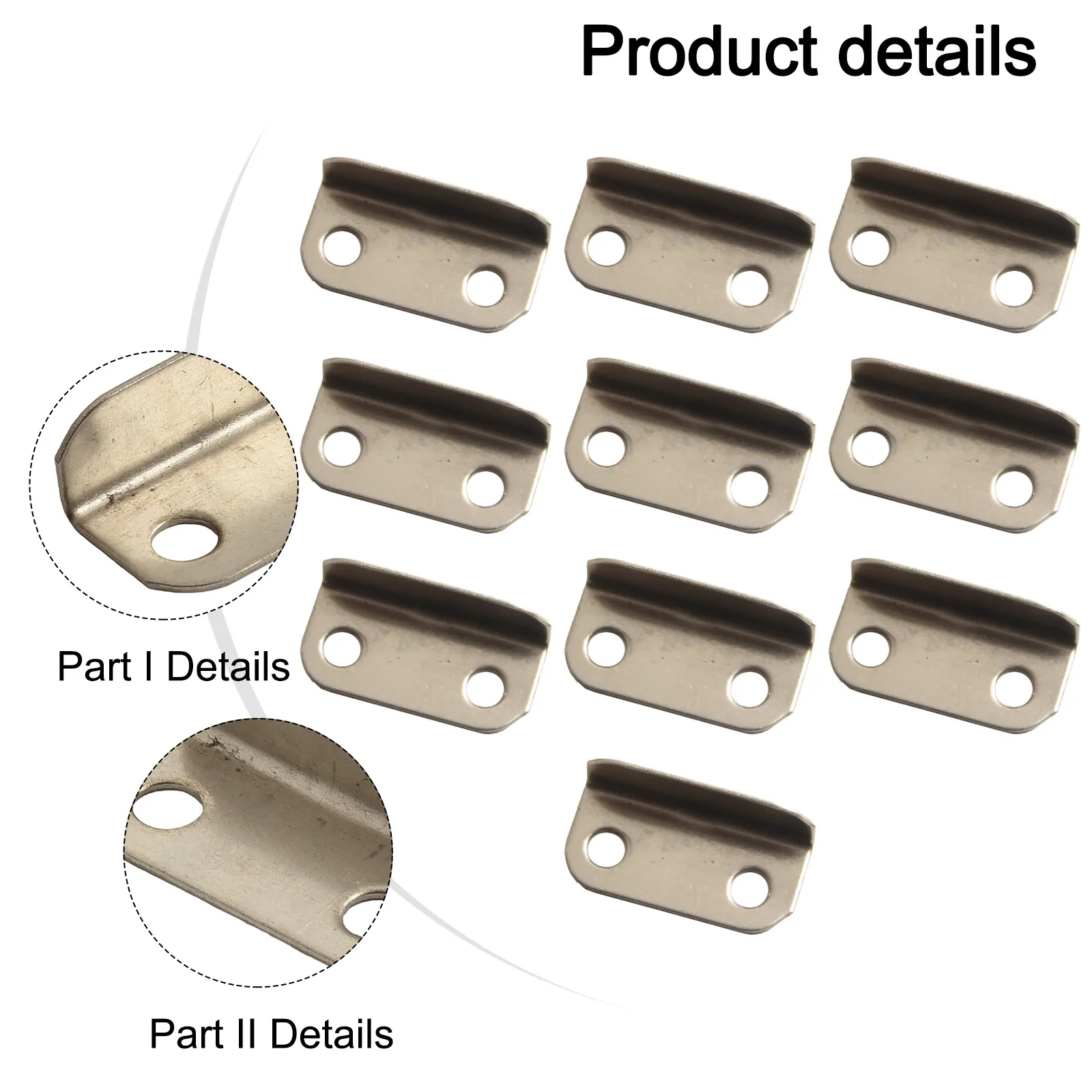 10-piece Drawer Lock Seven-character Lock Home Office Silver Metal Right-angle Drawer Lock Lock Plate No Hole Opening Lock