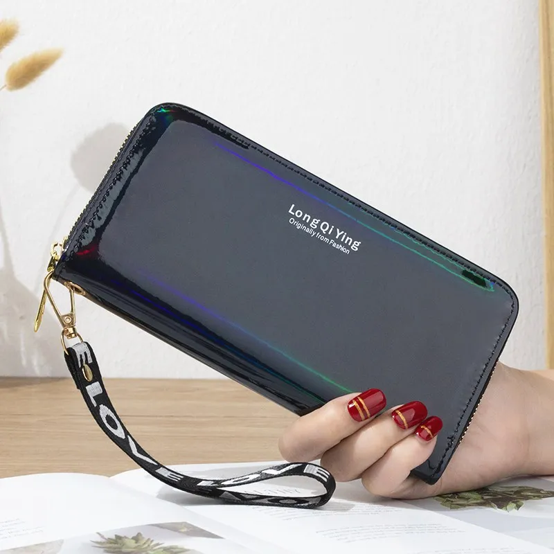 New Laser Holographic Wallet Women Long Pu Leather Purse Fashion Female Clutch Large Capacity Zipper Purses Phone Purse Carteras