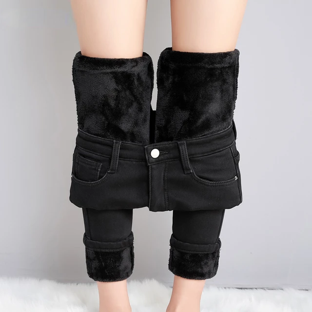 Nowe damskie grube aksamitne dżinsy polarowe ciepłe koreańskie modne wysokiej talii obcisłe elastyczne spodnie Jean Casual Legging zima 2023