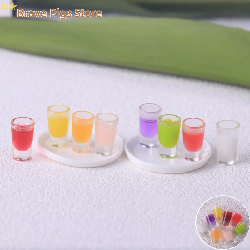 5Pcs/Set Resin Juice Food Decorative Cute Play Mini Dollhouse Toys
