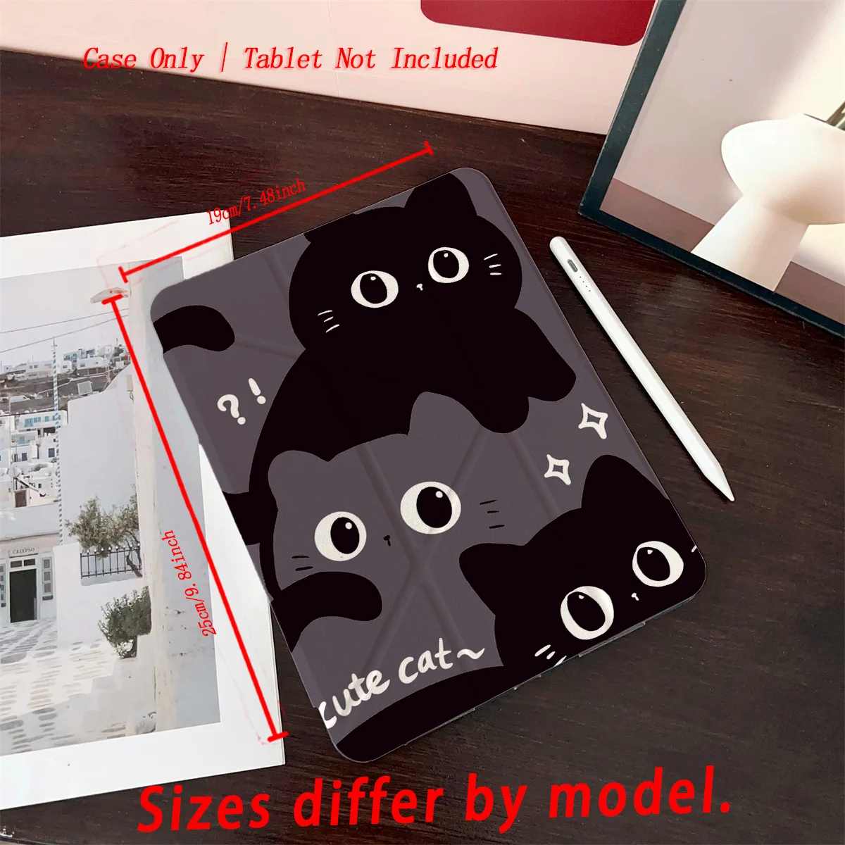 Whimsical Y-Fold Acrylic Vibrant Multi-Color Fluffy Cats iPad Case For Apple iPad Pro 12.9 Air 3 Mini 5 9th Gen Cover