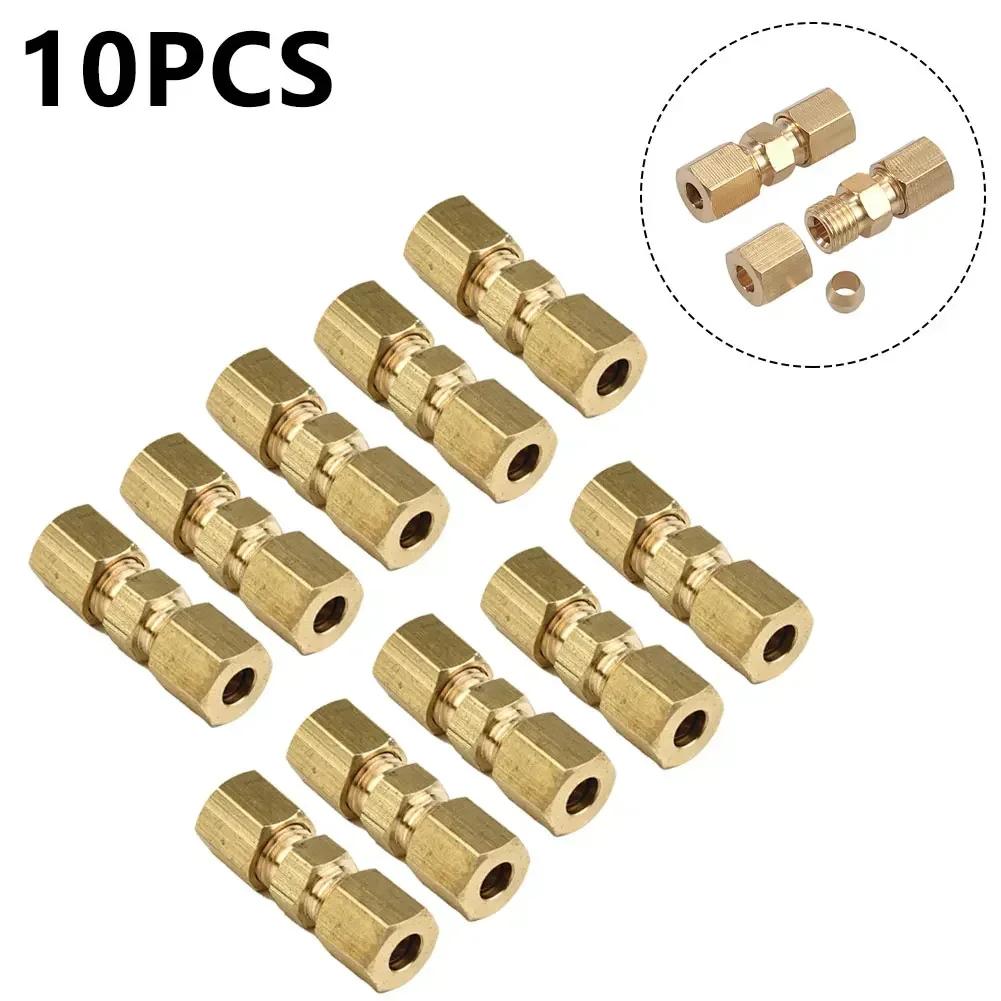 

10pcs Brake Fittings Brass Inverted Pipeline Accessory Connector Unions Tools Union Adapter Flare Fitting Compression