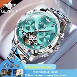 OUPINKE 3186 Automatic Men Watch Luxury Hollow Mechanical Watch For Men Roman Scale Auto Date Deep Waterproof Male Wristwatch