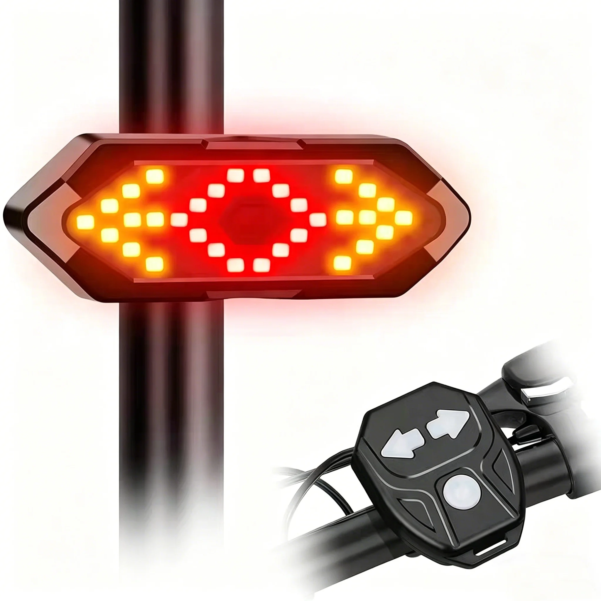 Lanterna Traseira de Bicicleta com Controle Remoto Sem Fio, Sinalizadores USB, Luz Traseira para MTB e Estrada com Buzina, Acessórios para Bicicleta