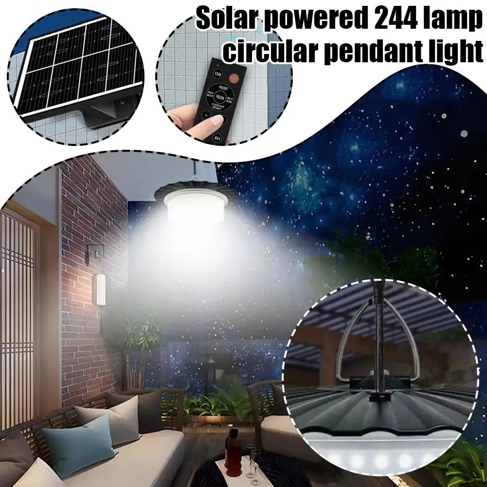 

Уличные солнечные фонари 2500LM 244 Светодиодный потолочный светильник Люстра Подвеска 4400 мАч Сарай Солнечная солнечная батарея Наружный светильник N3G3