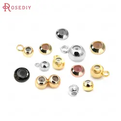 3MM 4MM 5MM 6MM 7MM 18K Gold Color Brass and Rubber Spacer Beads Charms Connector Diy Jewelry Findings Accessories