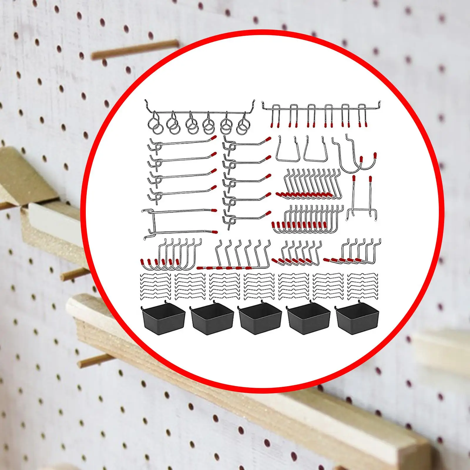 

114Pcs Pegboard Accessories Organizer Kit Pegboard Hooks Assortment with Bins for Organizing Peg Board Retail Workbench Jewelry