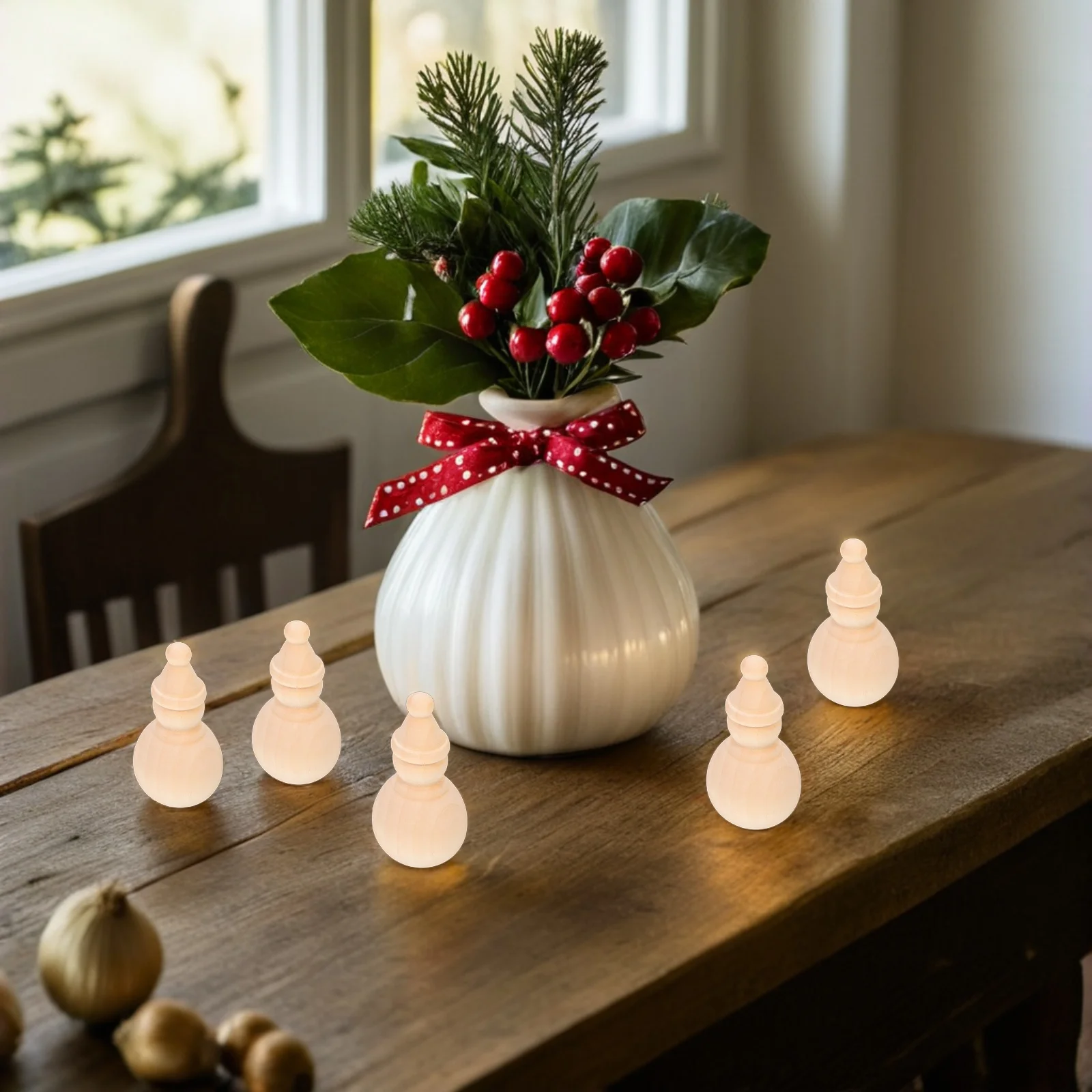 

10pcs Wooden Snowman Figurines Unfinished Natural Wood Peg For Diy Holiday Craft Painting Projects Mini Decorations