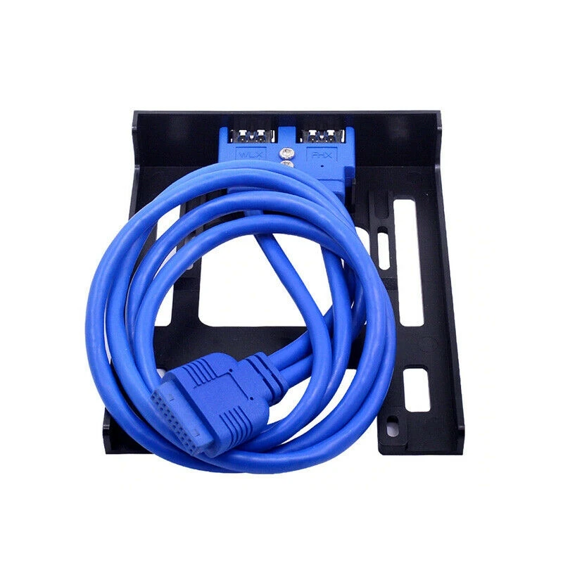 OUVU-2 puertos USB 3,0 Panel frontal Bahía de disquete 20 pines USB3.0 Hub Cable de expansión adaptador soporte de plástico para PC de escritorio