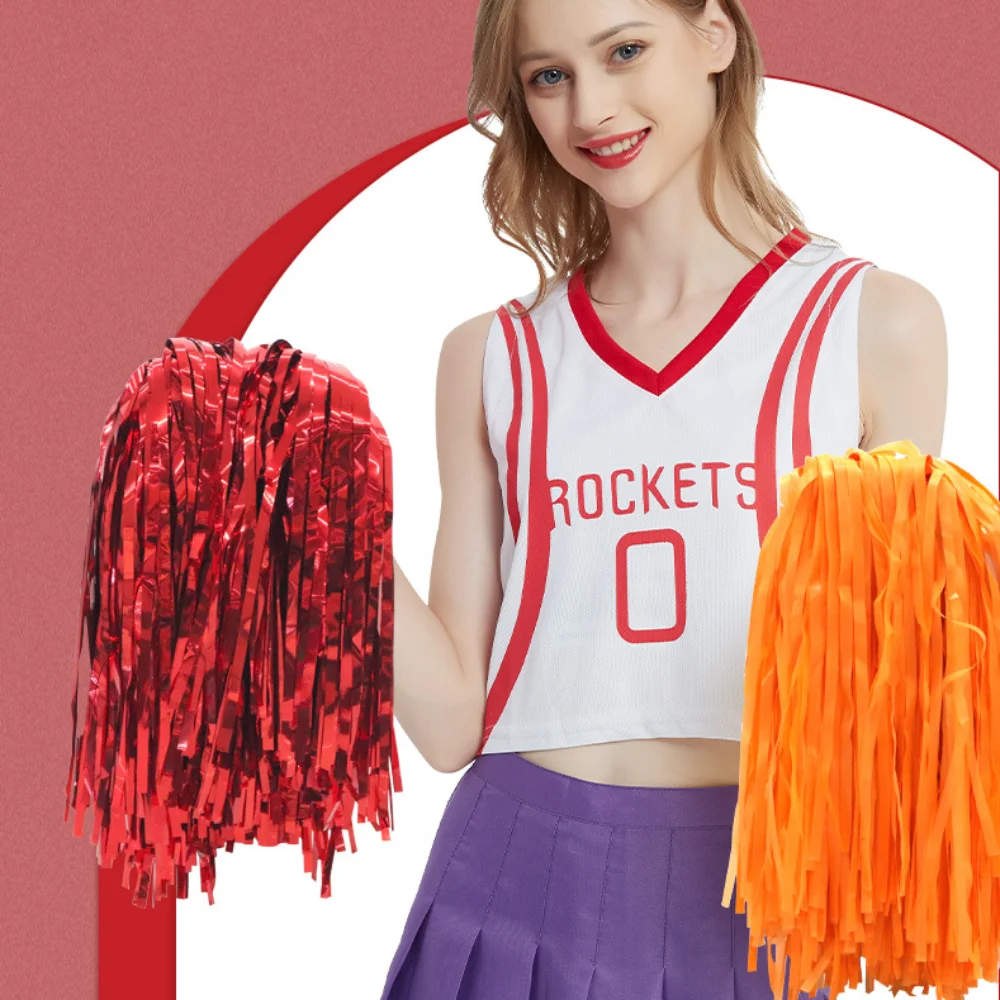 Matte Cheerleading Pom Poms Various Festive Occasions Sports Meets Cheerleading Cheering Ball Competition Venues PP Flat Handle