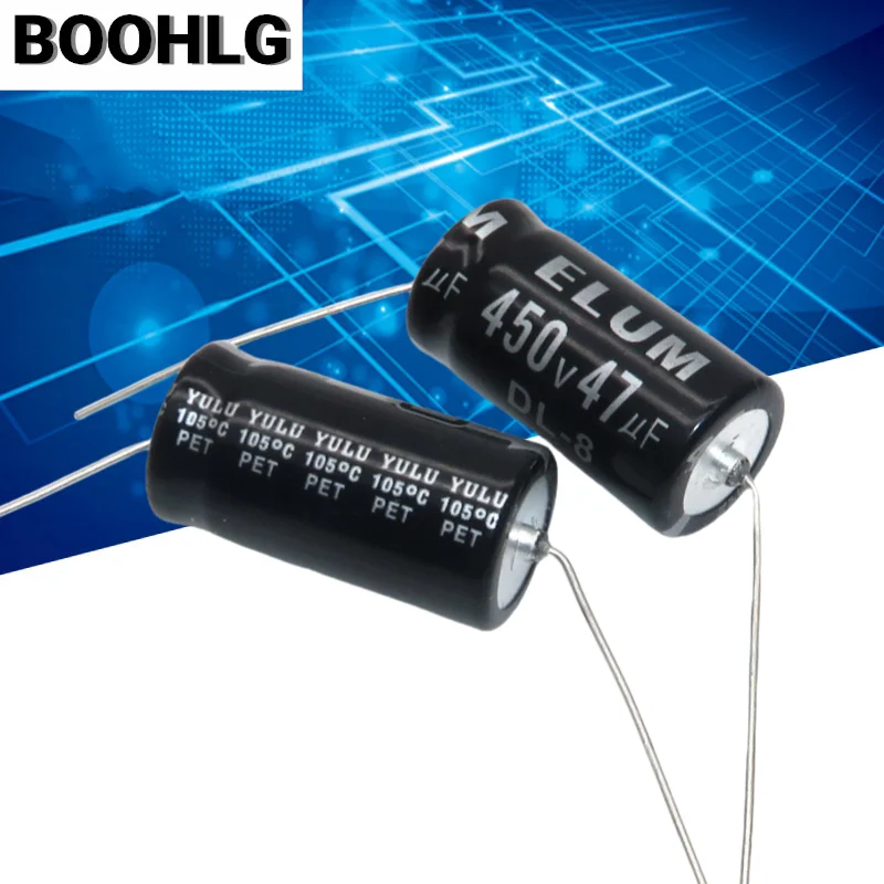 

5PCS Horizontal axial polarized aluminum electrolytic capacitor 450V 47uf 16X32mm 105 degrees