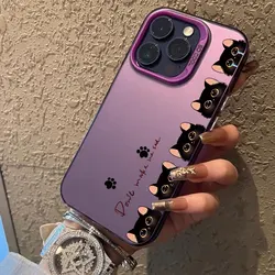Color Case For iPhone 14 15 16 13 12 11 Pro Max X XR XS Max 7 8 Plus SE 2023 2022 2020 Cover Shockproof Luxury Cute Cat Fundas