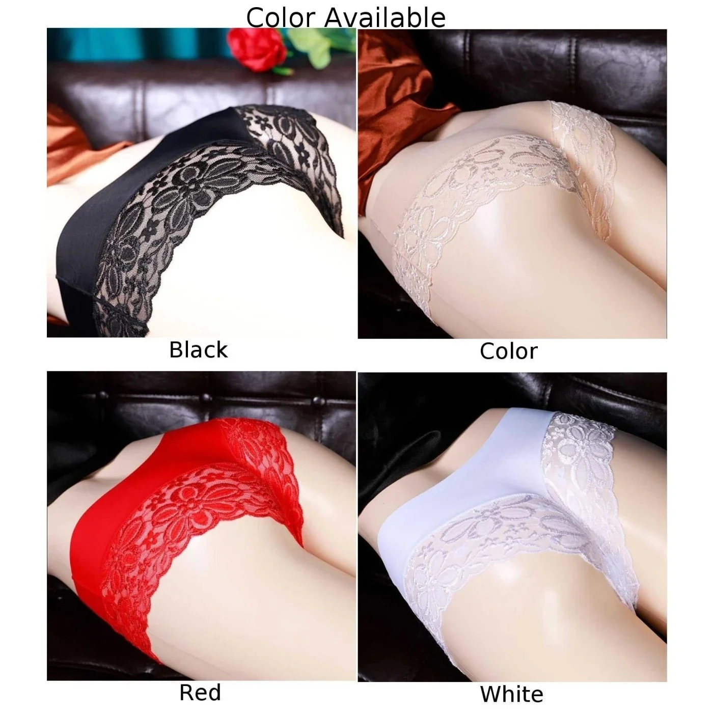 Men Sissy Seamless Panties Bugle Pouch Briefs Erotic Lingerie Gay Wear Sexy Lace See Through Underwear Male Solid Underpant