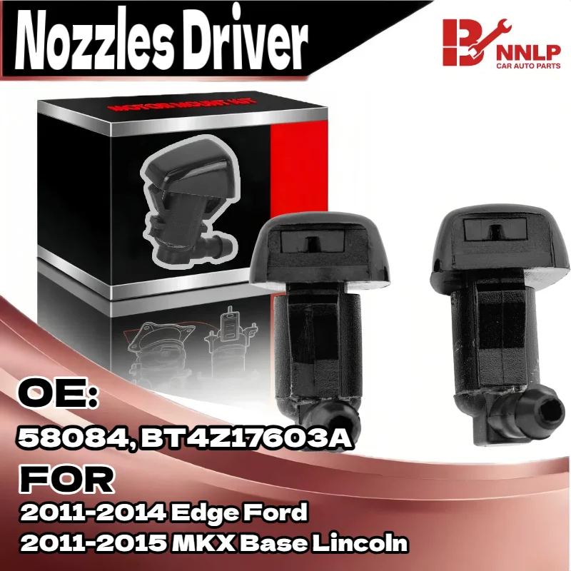

A Pair Set of 2 Windshield Washer Nozzles Driver or Passenger Side for Ford Edge Lincoln MKX Base BT4Z17603 58084, BT4Z17603A