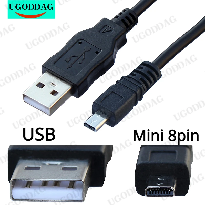 Mini 8p UC-E6 cámara Digital Cable de datos USB USB Mini Cable de datos de 8 pines para Nikon CoolPix Fuji Panasonic Olympus Sony 150cm 1,5 M