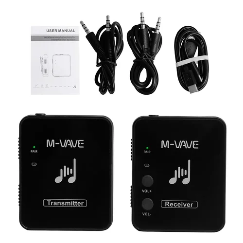 Imagen 1 del producto M-VAVE WP-10 sistema de transmisión de Monitor de auriculares inalámbricos transmisor y receptor recargable compatible con estéreo Mono silencioso