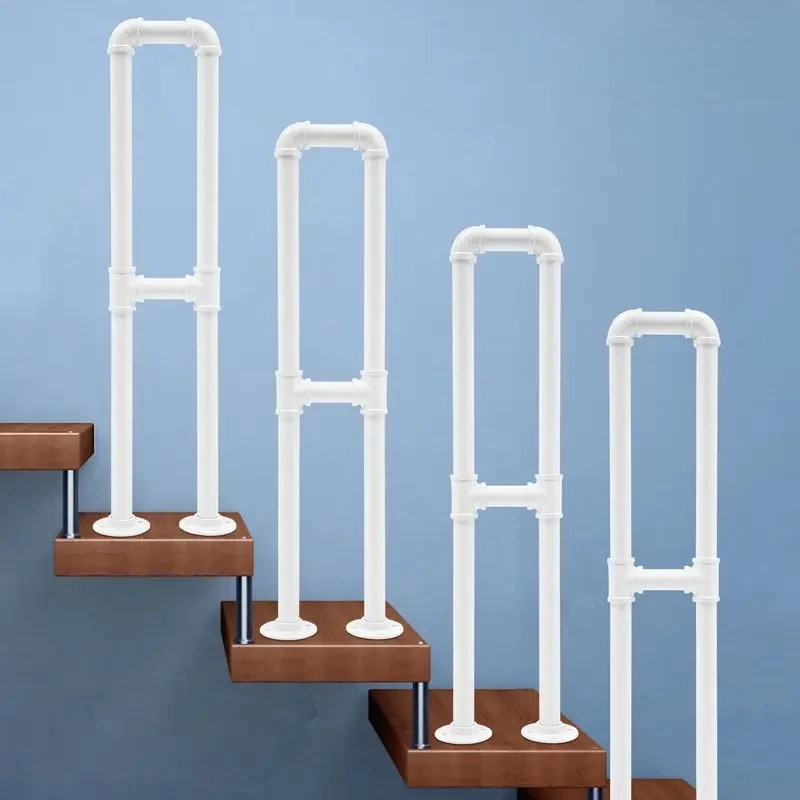 U-Shaped Retro Matte Black Stair Handrails, Rustproof Iron Support Railing for Staircases, Villas, Entrances, Corridors, Attics