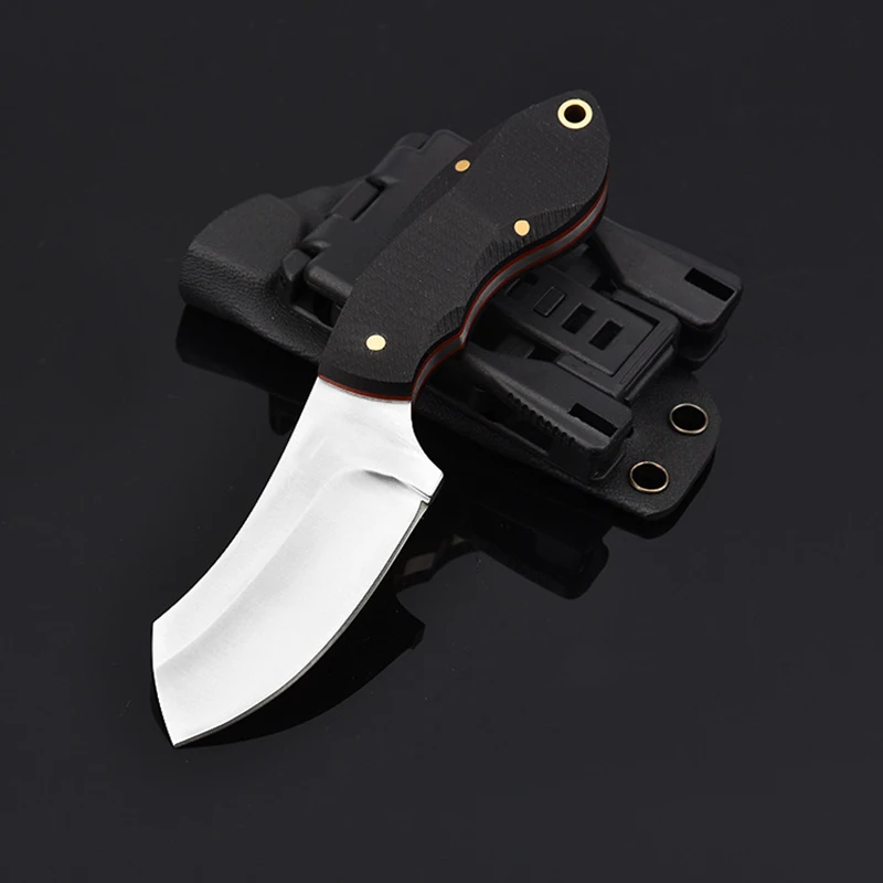 Knife Outdoor Small 9Cr18mov Full Tang Fixed Blade High Hardness Camping Tactical Survival Knives With K Sheath Black G10 Handle