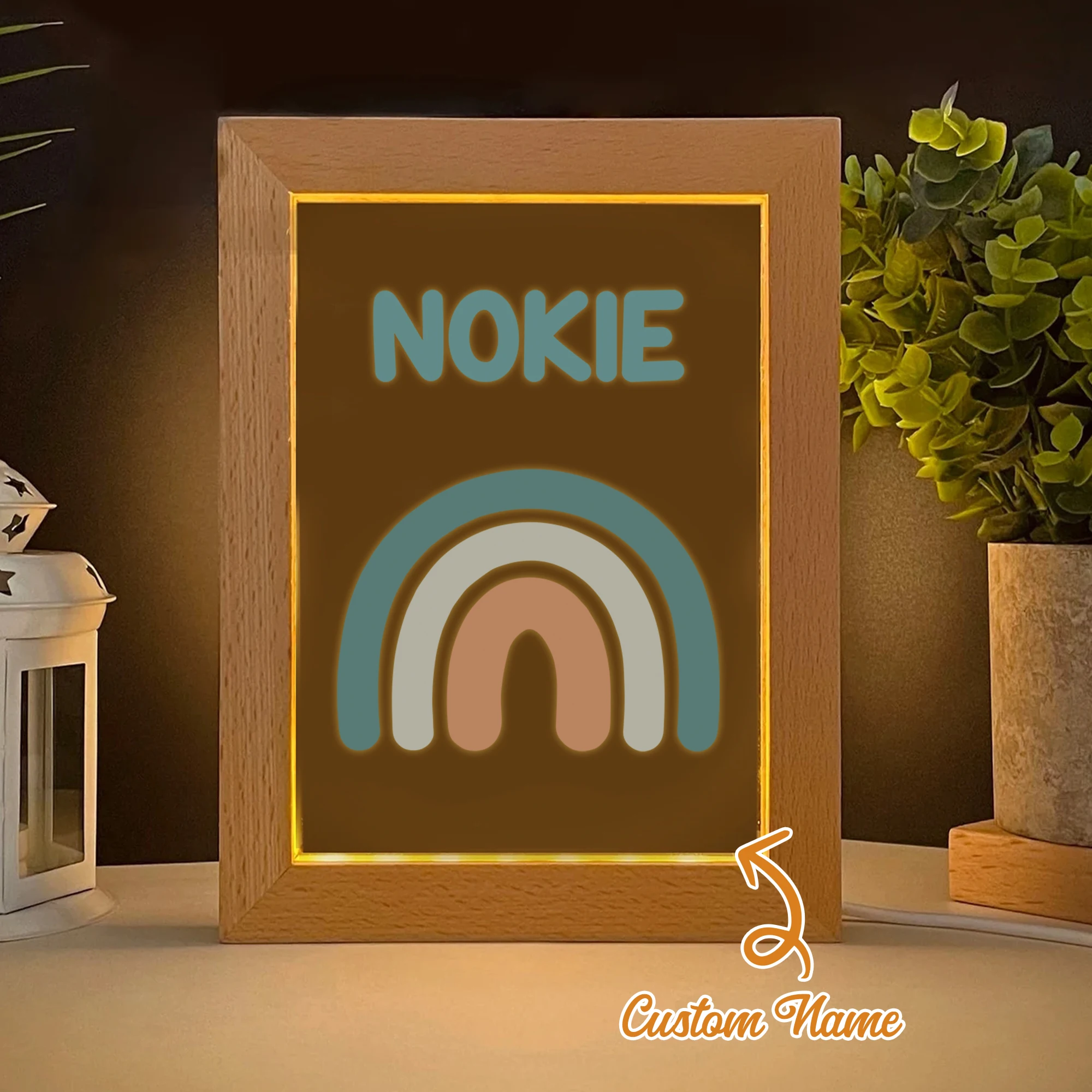 

Customized Name Rainbow LED Night View Photo Frame Personalized Gift Family Living Room Bedroom Dining Room Home