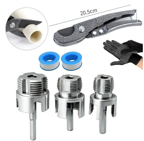 

2026 New Pipe Tapping Tool Carbon Steel Dual-Function Threader for 1/2 3/4 1 Inch PVC Pipes Fits All Electric Drills