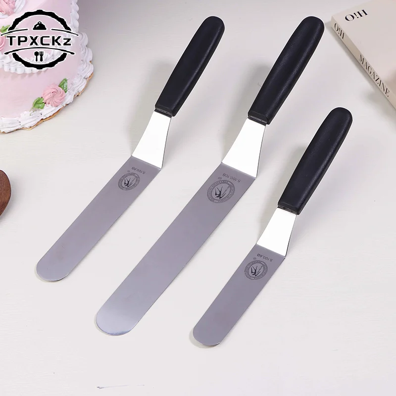 6/8/10 Inch Icing Spatula - Angled Stainless Steel Offset Palette Knife with Curved Blade - Frosting, Cream & Cake Baking Tool