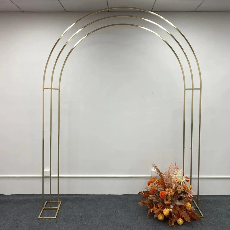 Shiny Gold Wedding Arch Frame Backdrop Stand Flower Decoration Gold Plated Cuboid Frame Wedding party Background Props · Name