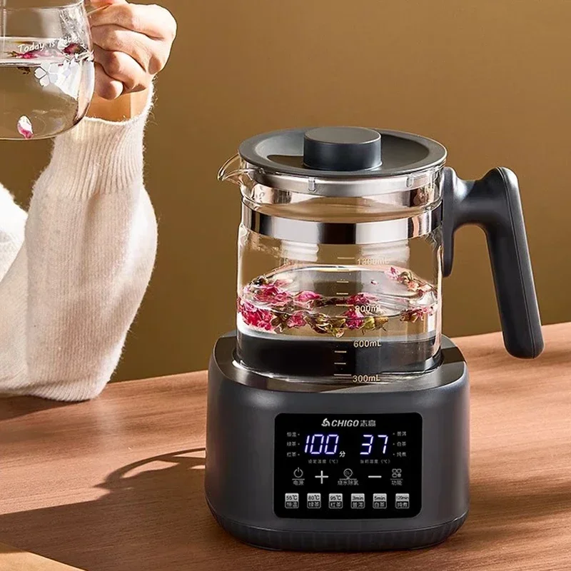 Hervidor eléctrico de vidrio 220V 600W 316, tetera saludable de acero inoxidable de 1,3 L, tetera eléctrica con pulverizador