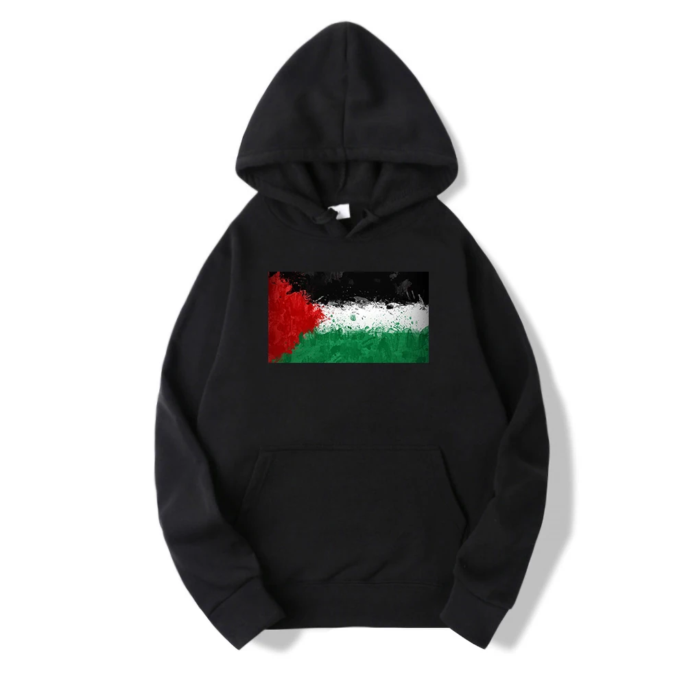 Fashion Autumn 2021 Men Hoodie State Of Palestine Flag Sweatshirts Comfortable Soft Hooded Simple Fleece Casual Male Sweatshirt