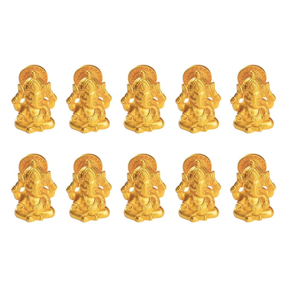 10PCS For Ganesha Statue Elephant Statue Decoration For Home Temple Decor Golden Ganesha Buddha Statue Decoration