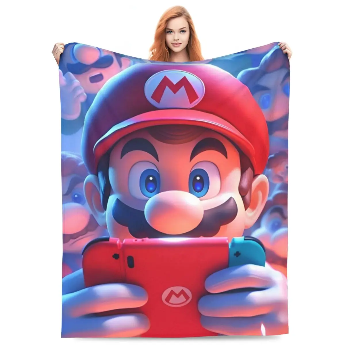 Cartoon M-marioes Flannel Blanket Soft Durable Throw Blanket for Bedroom Travel Graphic Bedspread Sofa Bed Cover