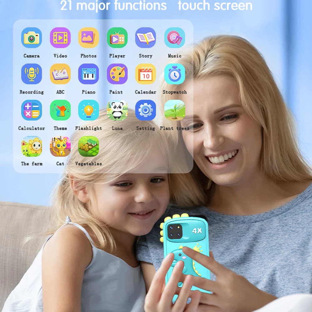 Large Screen 4.0'' Kids Smart Phone Toys Cartoon Baby Mobile MP3 Player Digital Camera for Girls Boys Birthday Christmas Gifts