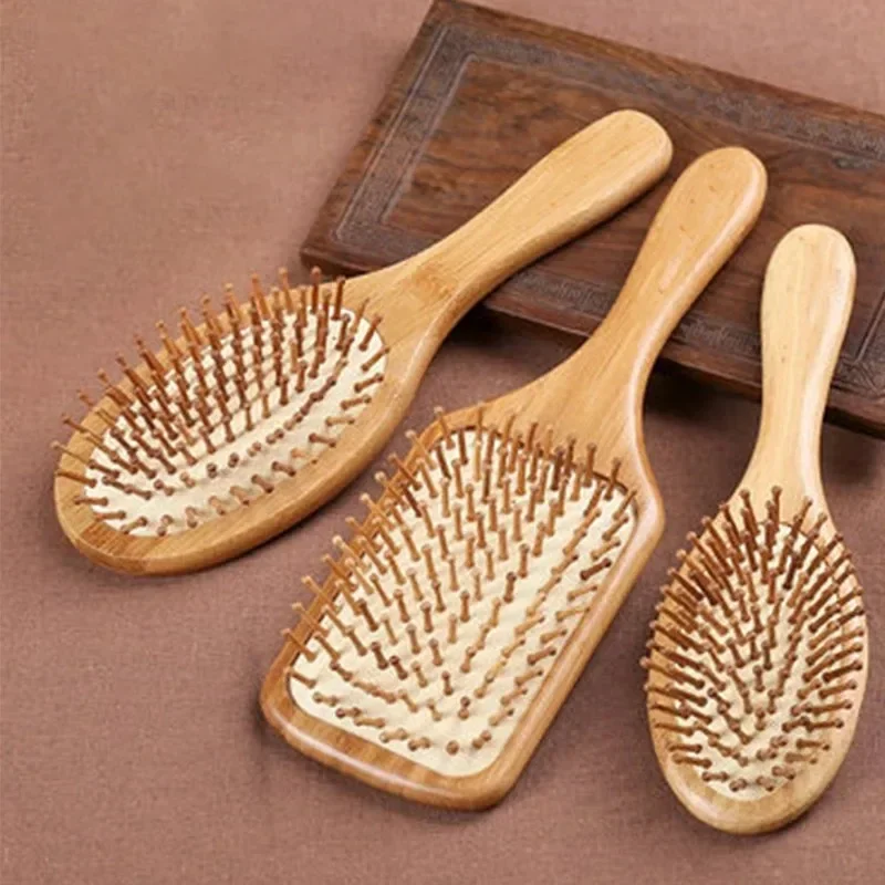 Bamboo Wood Comb Professional Healthy Paddle Cushion Anti-hair Loss Scalp Massage Brush Hairbrush Hair Care Cepillo Para Cabello