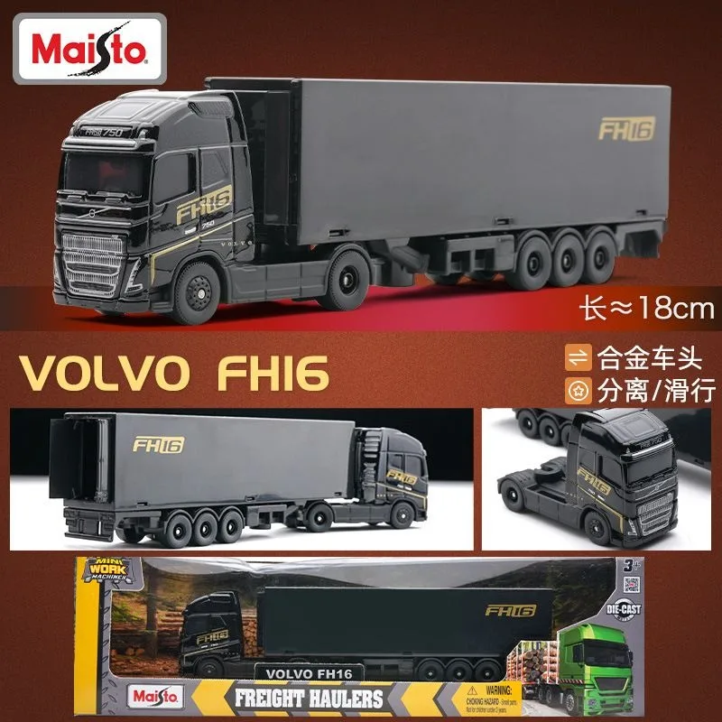 Modèle de camion en alliage Maisto Volvo FH16, réaliste, transporteur de conteneurs, jouet de voiture à petite échelle, collection, cadeau pour garçons